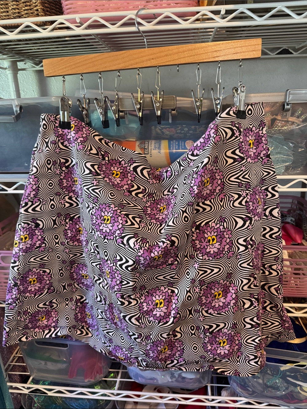 Nooworks Black & White Mini Skirt with Purple Floral Print